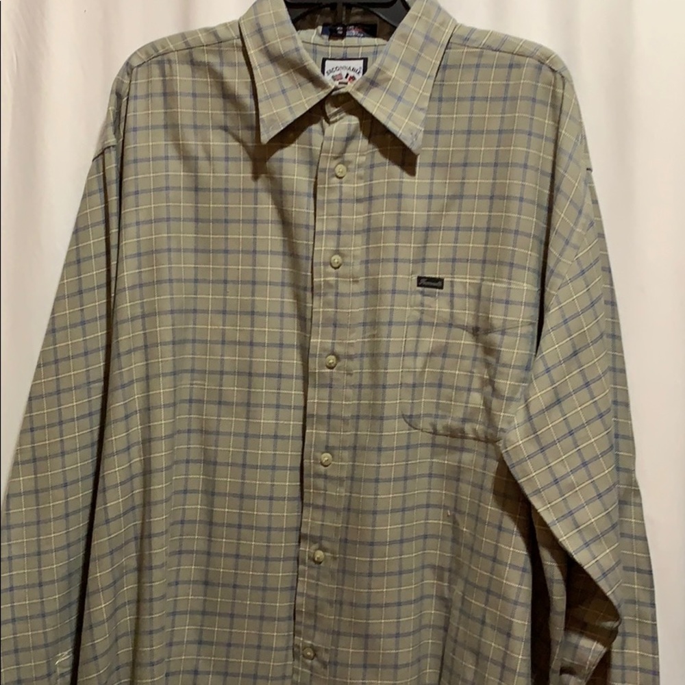 FACONNABLE SZ XXL B/D COLLAR TAUPE/NAVY SHIRT